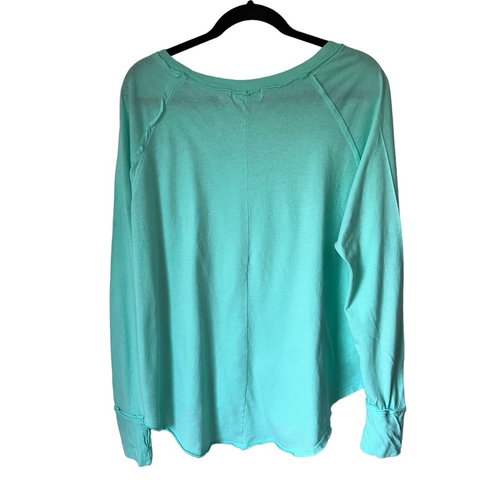 Zenana Teal Blue Long Sleeve Raglan Hi/Low Thumb Hole T-shirt Women’s Size XL - Picture 2 of 5